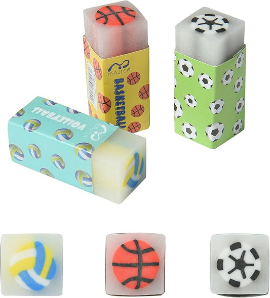 18Pcs Cute Sports Ball Erasers for Kids Bulk, Fun Basketball Soccer Volleyball Pencil Jelly Erasers for School Classroom Supplies Prize Gifts Party Favors-DeskLoop Office