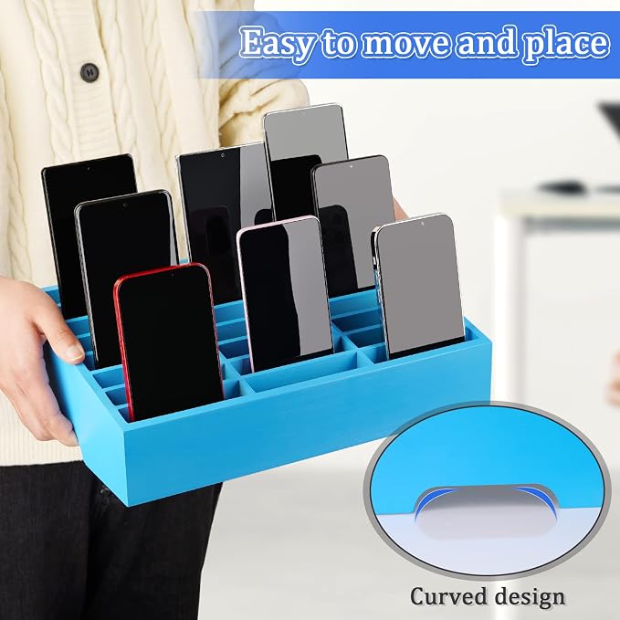 24-Grid Wooden Cell Phone Holder Desktop Organizer Storage Box - Image 6