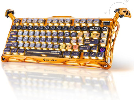 GravaStar Mercury K1 Pro Wireless Mechanical Gaming Keyboard, Aluminum Alloy 75% Layout, Hot-Swappable RGB Custom Keyboard with Linear Switches – Handcrafted Battle-Worn Yellow Edition-DeskLoop Office