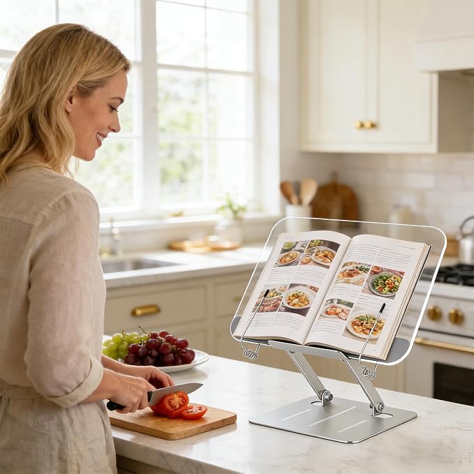 Acrylic Book Stand for Reading, Hands Free Foldable Desktop Book Holder - Image 6