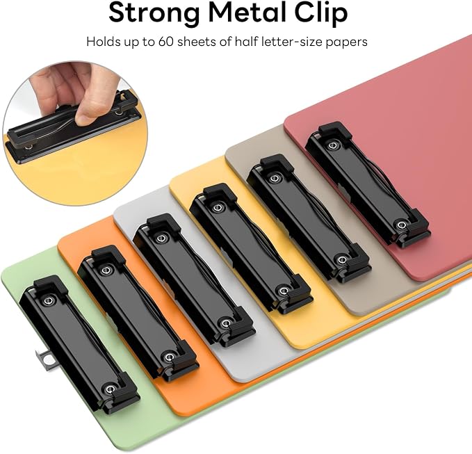 6 Pack Colorful Small Clipboard, A5 Mini Clip Board | Black Clip, 9 x 6" - Image 4