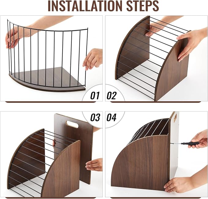 Wonderjune 1 Pack Clipboard Holder Wooden Metal Clipboards Storage Rack - Image 3
