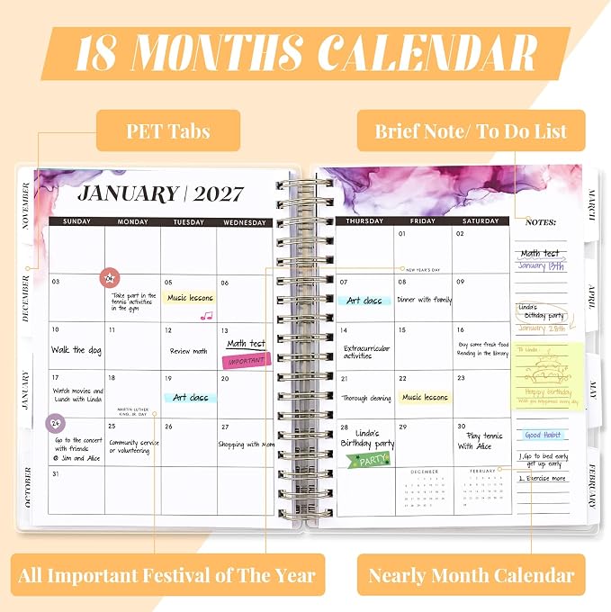 Planner 2026-2027, Large 18 Months Academic Daily Weekly Monthly Planner Yearly - Image 4