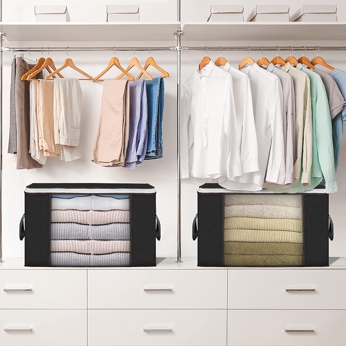 Large Storage Bags, 6 Pack Clothes Storage Bins Foldable Closet Organizers - Image 6