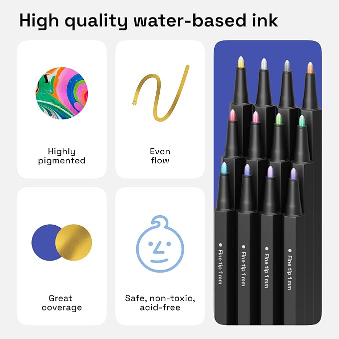 ARTISTRO 12 Metallic Paint Pens - Image 5