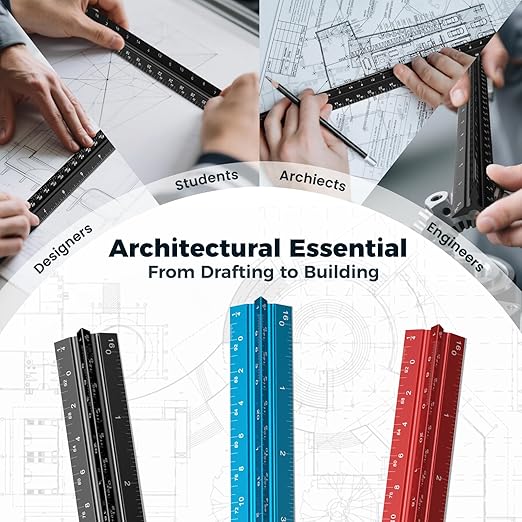 Rena Chris Architectural Scale Ruler: 12" Imperial Aluminum Alloy Metal - Image 4