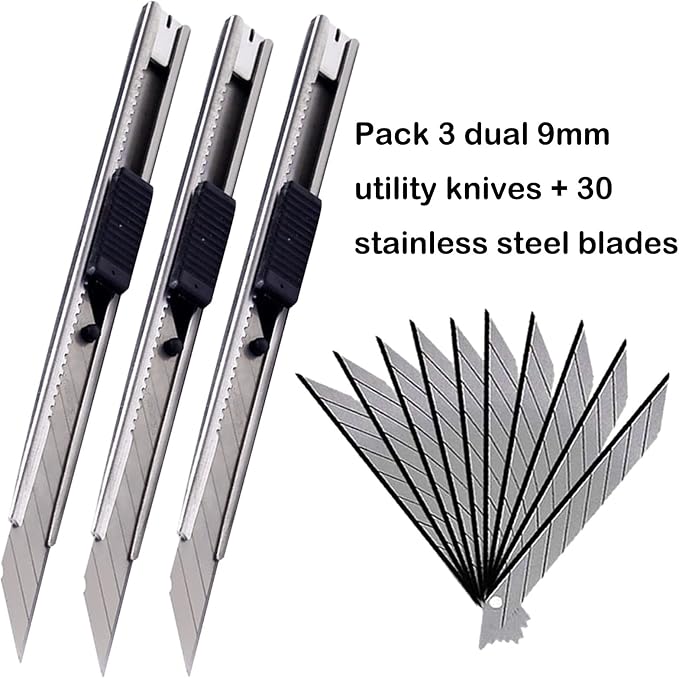 WEKOIL 9mm Snap Off Utility Knife 3 Pack High Hardness Retractable Box Cutters - Image 7