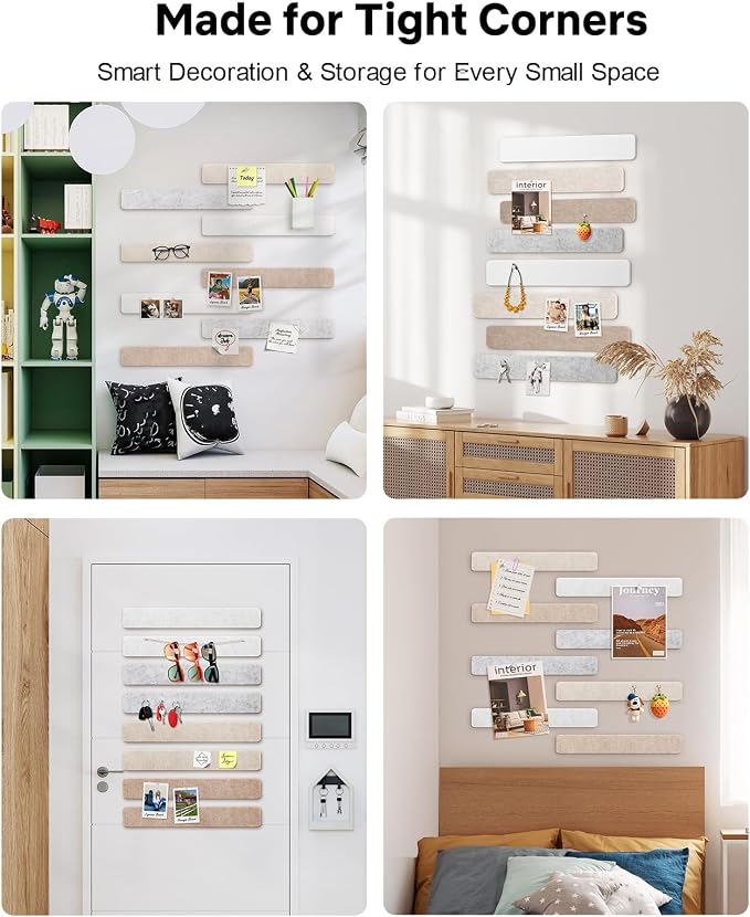 Small Cork Bulletin Board Tiles, Felt Wall Decor and Office Desk Accessories - Image 7