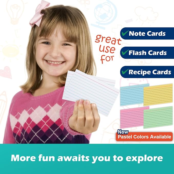 Pink Lined Index Cards 3x5 Ruled Note Cards 100 Count, 180 gsm Heavy Weight - Image 7