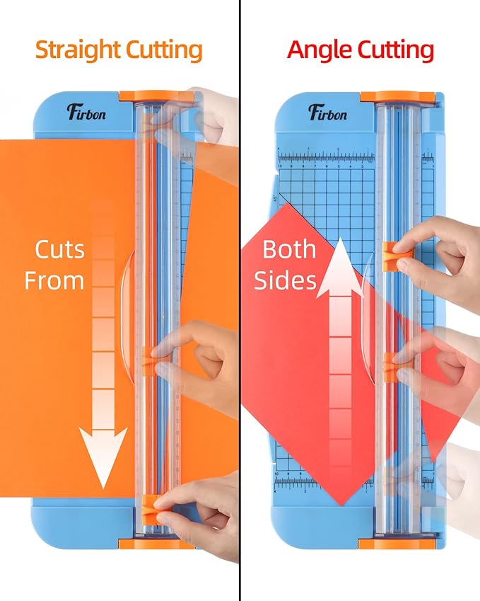 Firbon Blue A4 Paper Cutter, 12 Inch Titanium Straight Paper Trimmer with Side Ruler for Scrapbooking Craft, Paper, Coupon, Label, Cardstock-DeskLoop Office