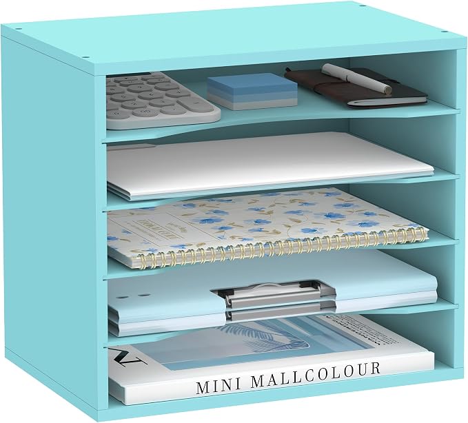 SUPEASY Wood Desk Organizer, 5 Tier Paper File Organizer by SUPEASY