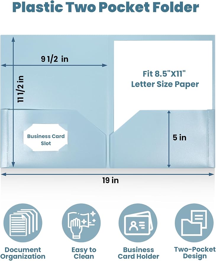 SUNEE Folders with Pockets, Plastic Folder with Pocket, Poly Folder - Image 2