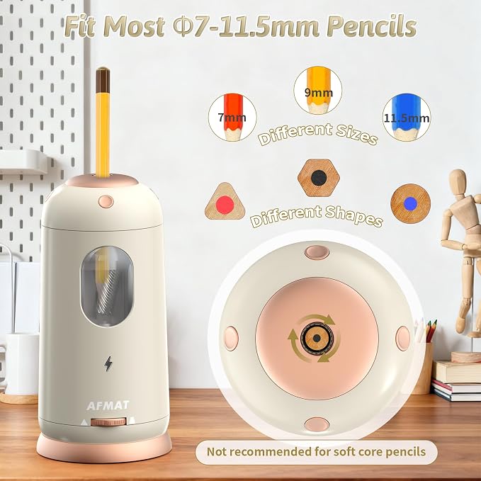 AFMAT Electric Pencil Sharpener, Auto in & Out, Fully Automatic Pencil Sharpener - Image 3