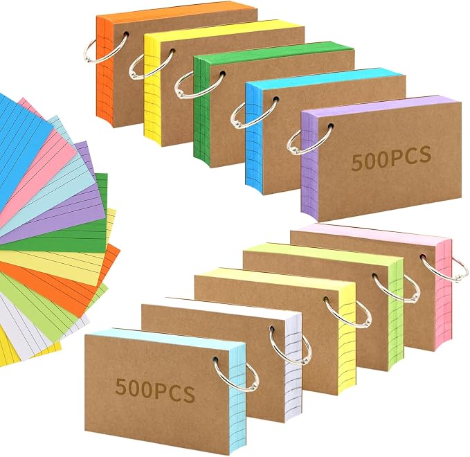 1000 PCS Index Cards 3x5 Inches Colored Flash Cards by LOVPPY