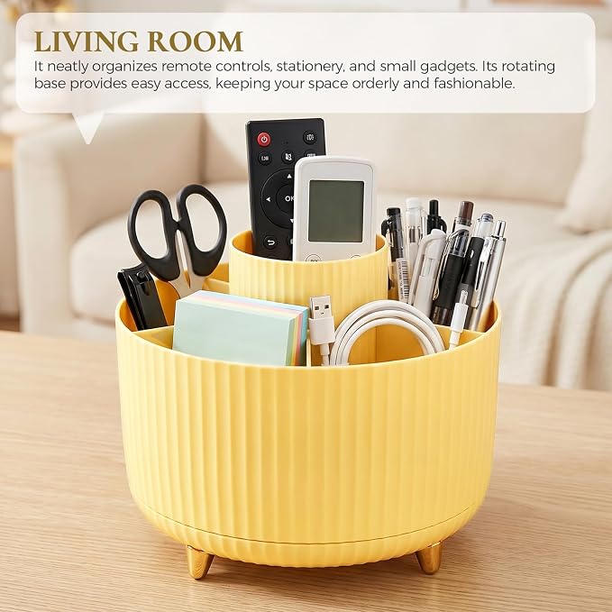 KONVINIT Pencil Pen Holder for Desk, 5 Slots 360-Degree Rotating Desktop - Image 8