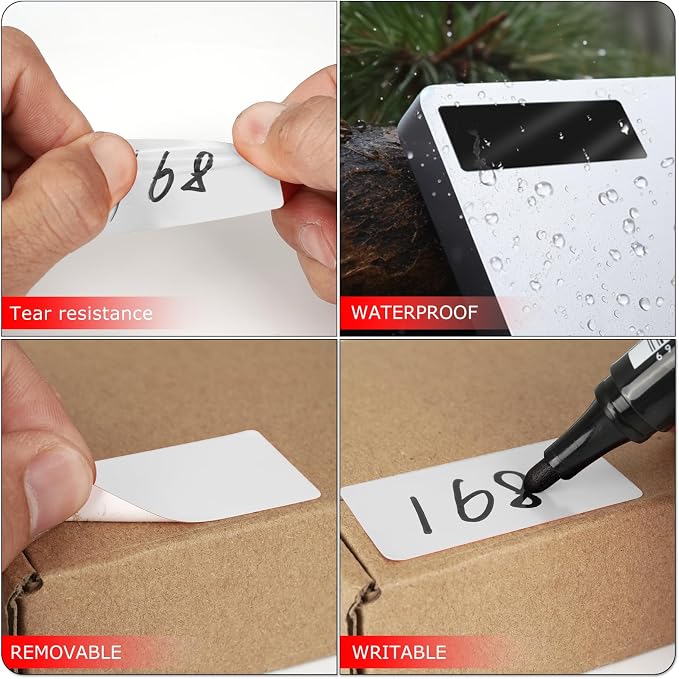 White Rectangle Stickers 2 x 1 Inch Color Coding Labels Vinyl Roll - Image 3