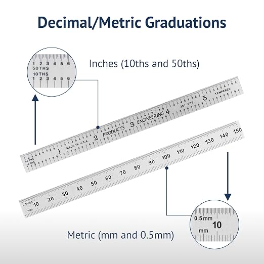 PEC Tools 6"/150mm Flexible Metal Ruler, High-Quality Machinist Ruler, Satin - Image 5