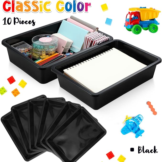 Qunclay 10 Pcs Flat Storage Tray Organizer Bin Letter Size Paper Trays - Image 4