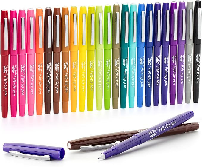 Mr. Pen- Felt Tip Pens, 24 Pack, 0.7 mm, Colorful Felt Tip Pens, Fast Dry | No by MrPen
