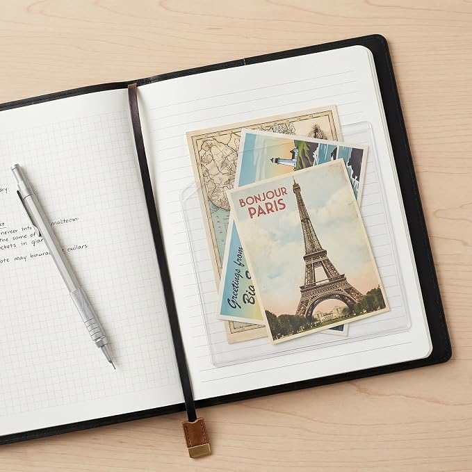12Pcs 6.1" Clear Self Adhesive Planner Pockets, Notebook Storage Inserts | - Image 5