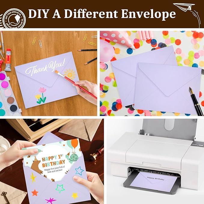 200 Pack A7 Envelopes, Light Purple Greeting Card Envelopes Self Seal, 5.24 x - Image 6