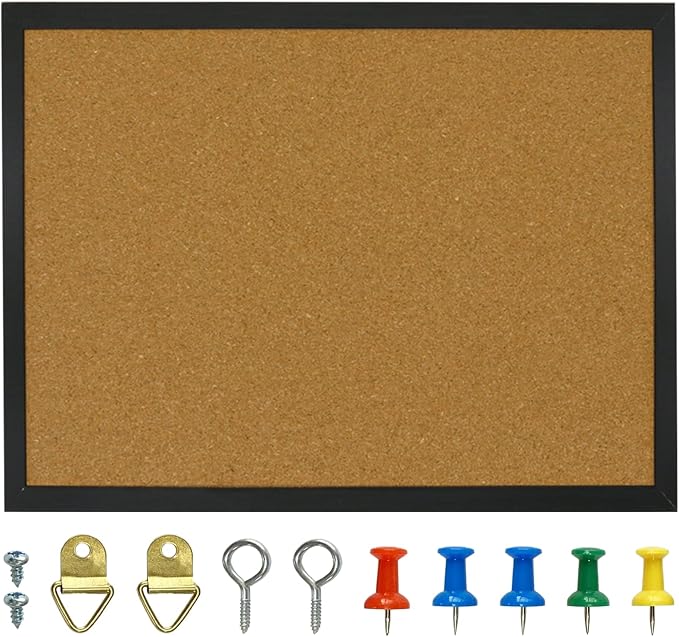 OWLKELA 14.6 X 11 Inch Cork Board Bulletin Board, Wall-Mounted Presentation by OWLKELA