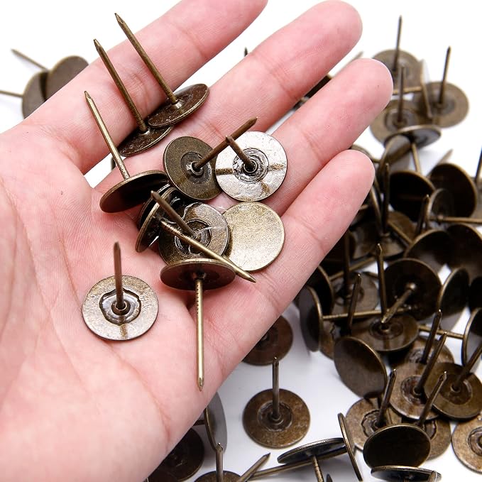 Piutouyar 30mm / 1.2 Inch Flat Head Thumb Tacks, Bronze Vintage Style - Image 4