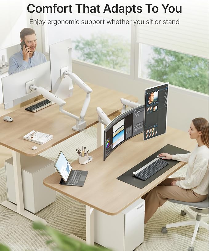 monTEK Dual Monitor Arm with USB, Mechanical Spring Monitor Arm - Image 8