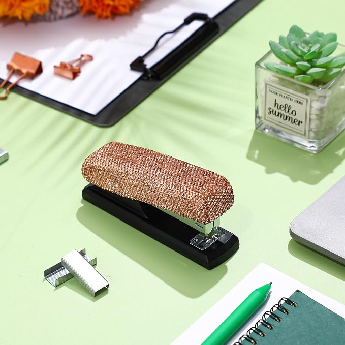 Yexiya Champagne Gold Sparkle Bling Stapler - Image 6
