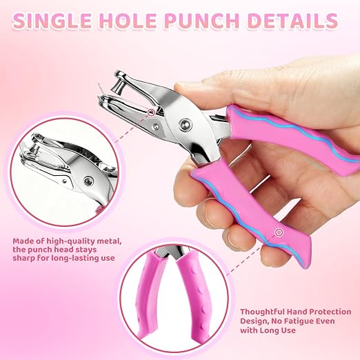 2 Pcs Single Hole Punch, 1/4" and 1/8" Hole Puncher Single - Image 3