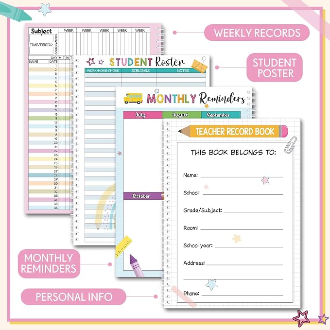 Fuyoooo Teacher Record Book Teacher Grade Books 2026-2027 Spiral Bound Record - Image 4