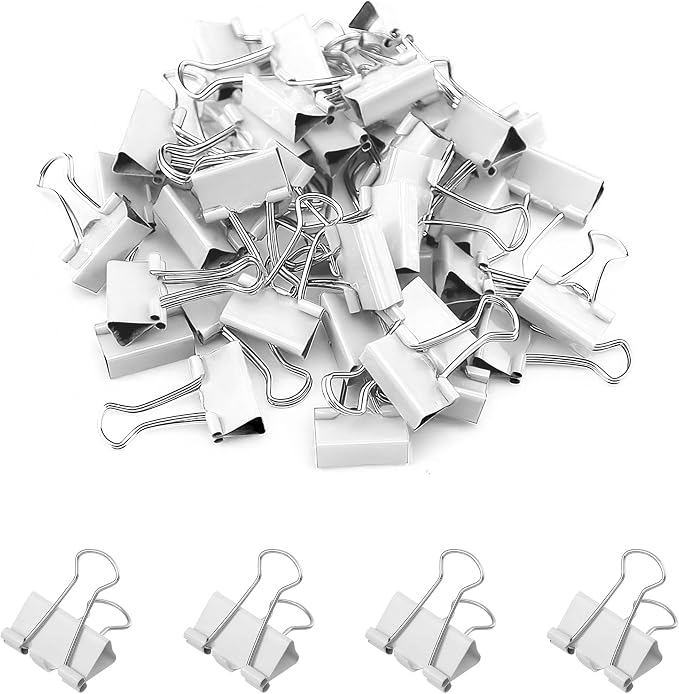 50 Pack Small White Binder Clips 3/4 Inch, Colored Little Paper Clamps by Qikaara