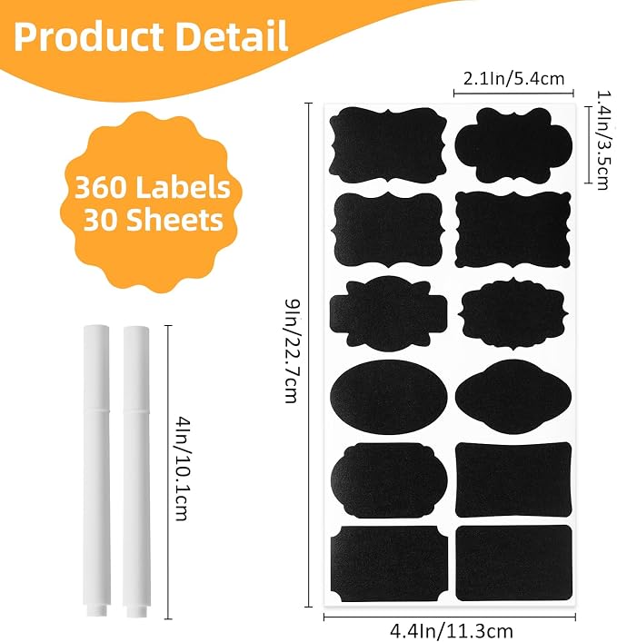 Homrelaxy 360Pcs Chalkboard Labels – 2.1x1.4 Inch Reusable Blackboard Stickers - Image 2