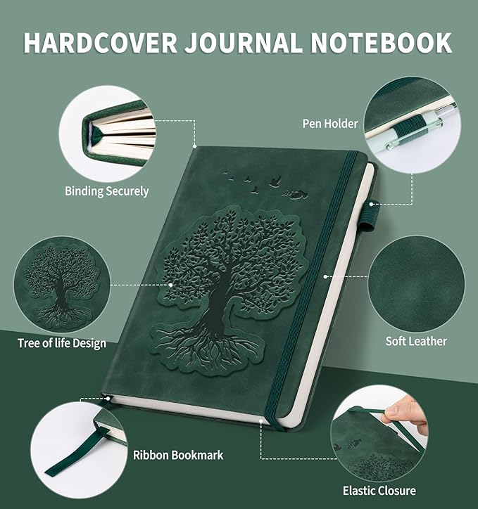 ALKALO Lined Journal Notebook for Women Men, A5 Hardcover Leather Journals for - Image 2