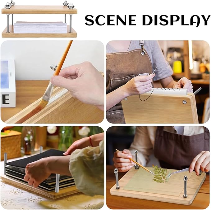 JUPEAN Book Press—7.9”x11.6” Wooden Book Binding Press Bookbinding Kit Portable and Easy Assemble Books Binding Kits for DIY Bookbinding-DeskLoop Office