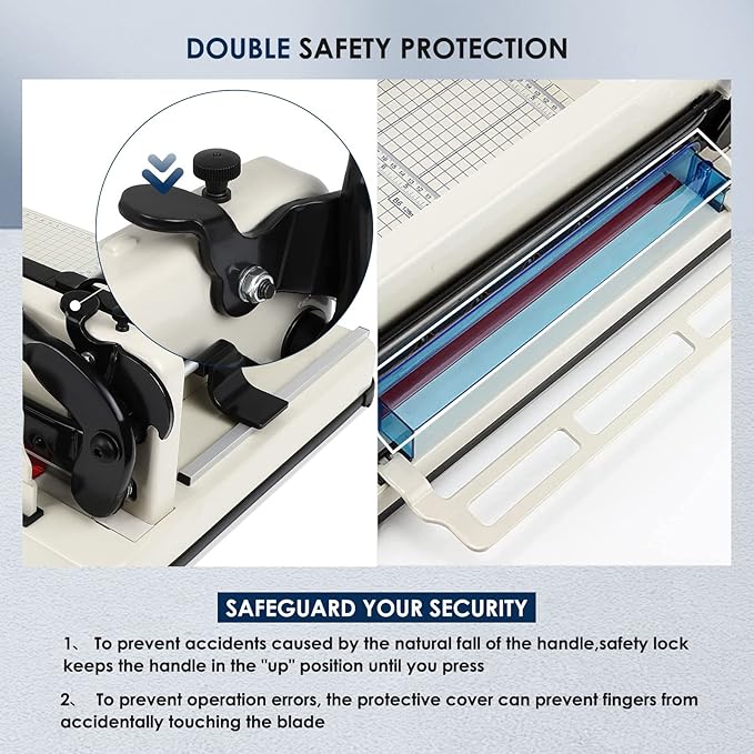 FAHKNS 17" Heavy Duty Guillotine Trimmer Paper Cutter,Cortadora de Papel 500 Sheets Paper Trimmer with Double Safety Protection Durable HSS Blade for Cutting Paper-DeskLoop Office