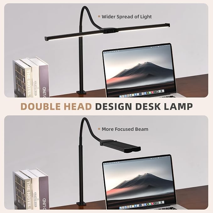 Voncerus LED Desk Lamp for Home Office, Double Head Architect Light - Image 4