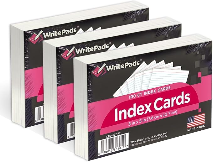 KAISA Lined Index Card 3"x5" Index Cards Flashcards, Blank on Back Index Cards by KAISA