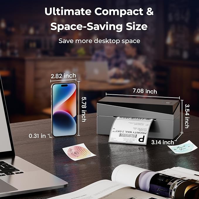 Bluetooth Shipping Label Printer 4x6, 249BT Thermal Label Printer 4x6 for Small Business, Shipping Packages, Office, Home, Compatible with Android iPhone iPad Windows macOS Chrome USPS Etsy-DeskLoop Office