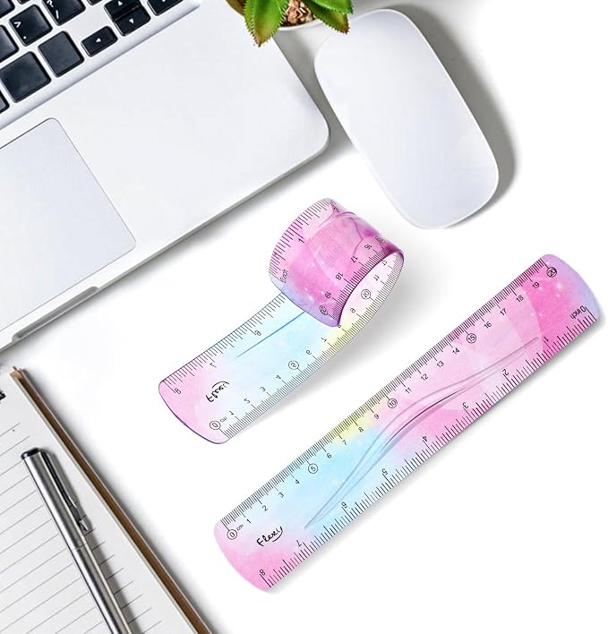 Grevosea 2 Pieces Flexible Ruler, 20cm/8inch Plastic Ruler Shatterproof - Image 7