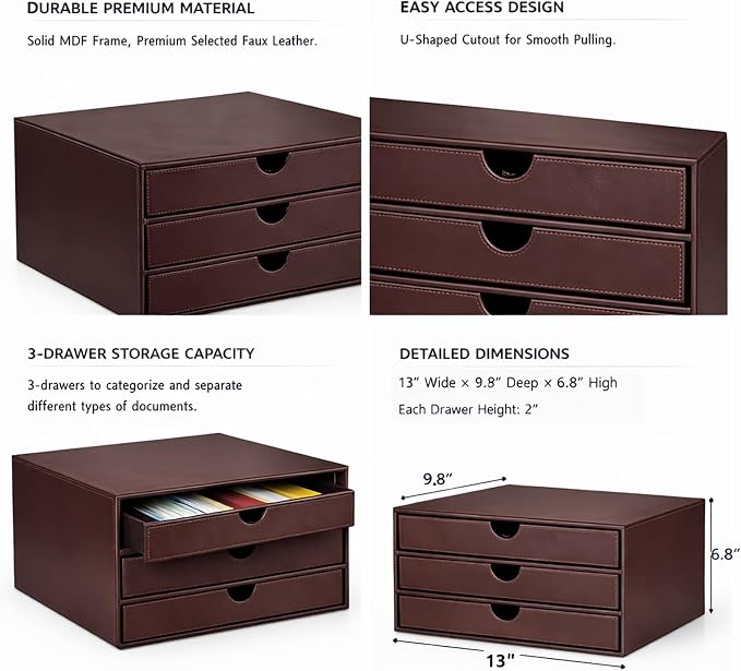 UnionBasic Document Organizer, 3-Drawer File Cabinet Document Storage Box - Image 4