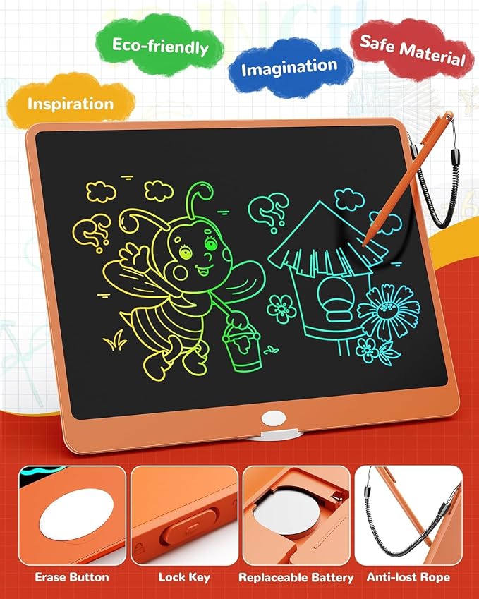 TEKFUN LCD Writing Tablet Doodle Board, 16inch Colorful Drawing Tablet Kids - Image 6