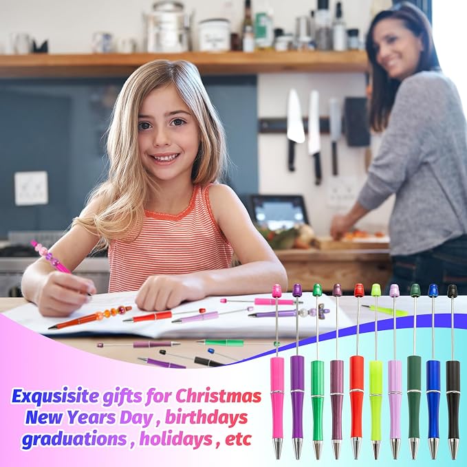 150 Pieces DIY Beadable Pen Kit – 50 Plastic Ballpoint Pens - Image 5