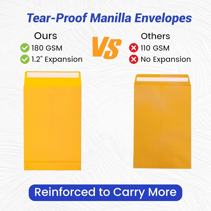6x9 Expanding Manilla Envelopes Self Seal, 25 Pack Goefun Small Yellow Mailing - Image 4