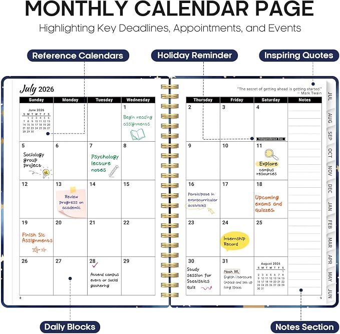 Planner 2026-2027, Academic Year Monthly and Weekly Calendar Planner, Jul 2026 - Image 2