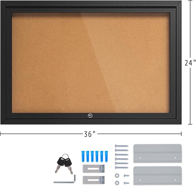 INNOVART Enclosed Bulletin Board 36”x24”, Lockable Cork Noticeboard - Image 2