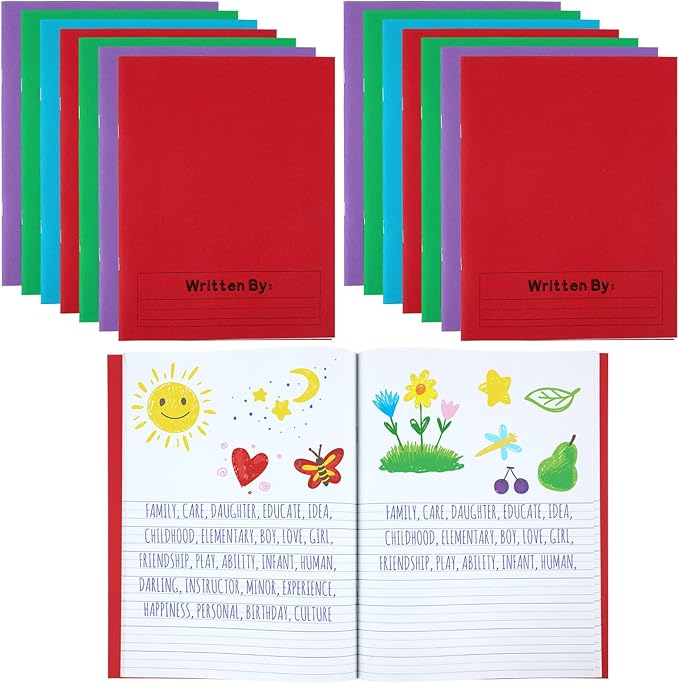 Henoyso 24 Pcs Primary Composition Notebook K-2 9 3/4 x 7 1/2 Inch Primary Journal, Back to School Supplies, Bulk Blank Writing Book for Kid to Write Draw Journal 60 Page Notebooks (Mixed Color)-DeskLoop Office