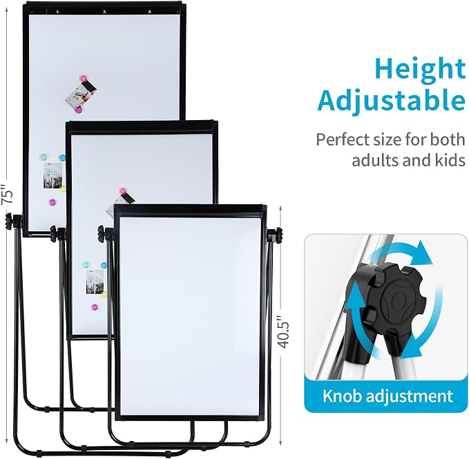 40"x28" U Stand Double Sided Magnetic Dry Erase Board Easel Stand, Homeschool & - Image 2