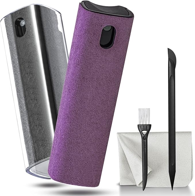 2Pcs Laptop Screen Monitor Cleaner Spray, walrfid Portable Phone Touchscreen and Car Screen Cleaning Kit for Cell Phones, Tablet, PC, Computer, iPhone, iPad, MacBook Pro - Grey and Purple-DeskLoop Office