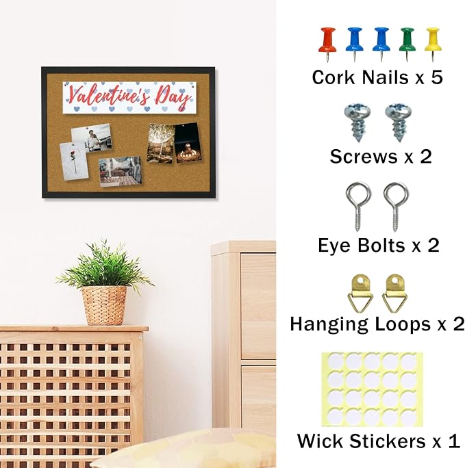 OWLKELA 14.6 X 11 Inch Cork Board Bulletin Board, Wall-Mounted Presentation - Image 4